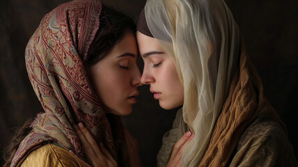 .A photograph capturing the devotion of Ruth to Naomi - obrazy, fototapety, plakaty