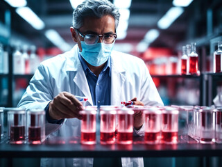 scientist holding medical testing tubes