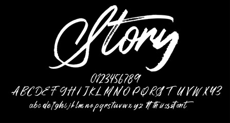 Story Brush script handwritten font Best Alphabet Alphabet Brush Script Logotype Font lettering handwritten