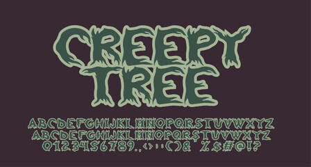 Creepy Tree font Coloring Horror text effect Alphabet Alphabet cute halloween display font lettering handwritten