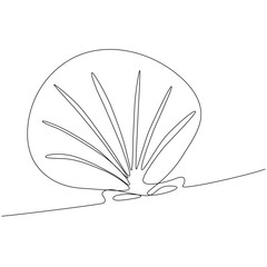 Seashell scallop. Continuous one line drawing of an oyster mollusk. Editable stroke.