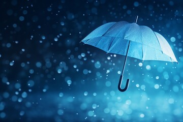 blue umbrella and rain drops - obrazy, fototapety, plakaty