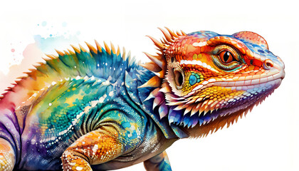 Obraz premium colorful watercolor bearded dragon