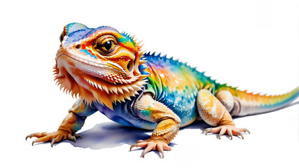 Obraz premium colorful watercolor bearded dragon