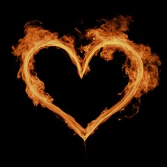 heart made of red smoke and fire on black background. - obrazy, fototapety, plakaty