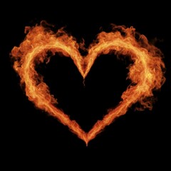 heart made of red smoke and fire on black background.