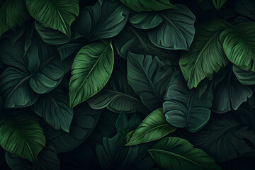 Nature leaves banner. green tropical forest background