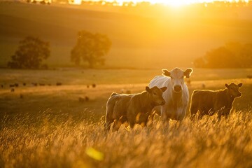 Regenerative Stud Angus, wagyu, Murray grey, Dairy and beef Cows and Bulls grazing on grass and...