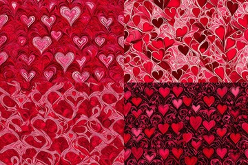 Elegance meets emotion as interlocking hearts dance in a seamless pattern, capturing the spirit of romantic aesthetics with vibrant shades of red and pink.