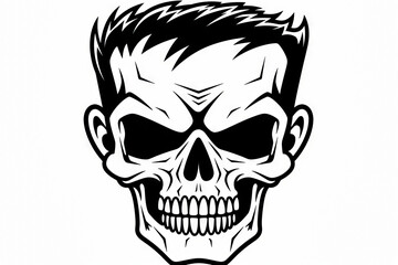 Obraz premium Skull with mohawk and mohawk on it's head.