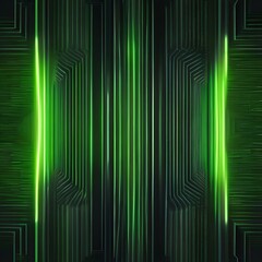 Abstract wallpaper with lively green neon lines dancing energetically over a pitch-black canvas, leaving trails of vibrant energy1