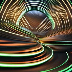 Futuristic abstract wallpaper with vivid green neon lines moving dynamically, creating a sense of energy and motion in a 3D space2