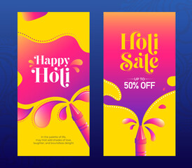 Happy Holi Sale Banner Design Template, Indian Religious Festival Holi Offer Banner Design Illustration