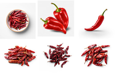 Dried chili peppers on white background --style raw --v 5.2 Job ID: 5c84d6a4-440a-4273-ad41-d54b9847f48e - Powered by Adobe