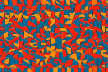 Dynamic and captivating, an illustration showcases interlocking squares in a seamless pattern, radiating retro charm against a backdrop of primary colors.