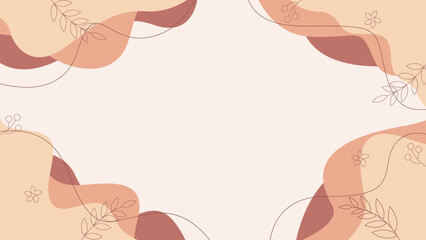 Abstract brown pastel background with floral organic shapes. Vector Illustration. Suitable for presentations, covers, banners, posters, templates, and others
