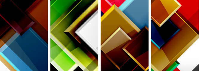 Color glass glossy square composition poster set for wallpaper, business card, cover, poster, banner, brochure, header, website