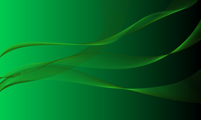 green smooth lines wave curves with gradient abstract background