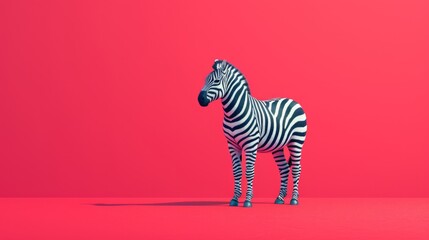 minimalist vivid advertisment background with zebra and copy space