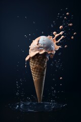 ice cream cone Snack food isolated on blue background