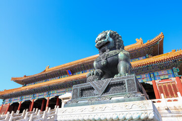 Bronze Lion at the Forbidden City in Beijing