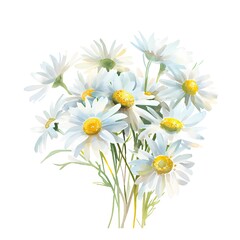 Daisy bouquet watercolor illustration for Easter, AI generated.