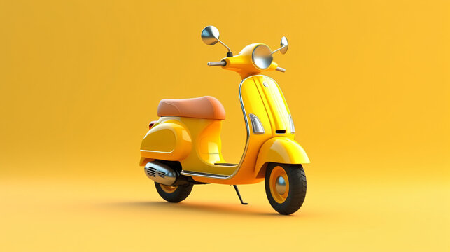 3d render yellow scooter isolated on background