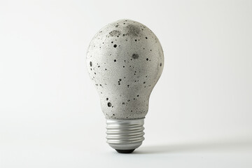 Concrete light bulb on white background. Created with Generative AI technology
