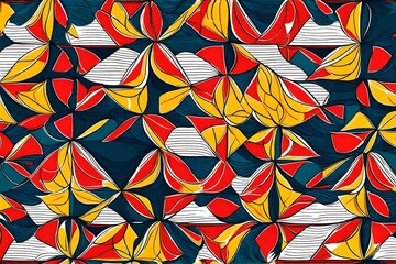 A burst of creativity takes shape in an abstract masterpiece, forming a seamless pattern adorned with the timeless allure of retro-inspired primary colors.
