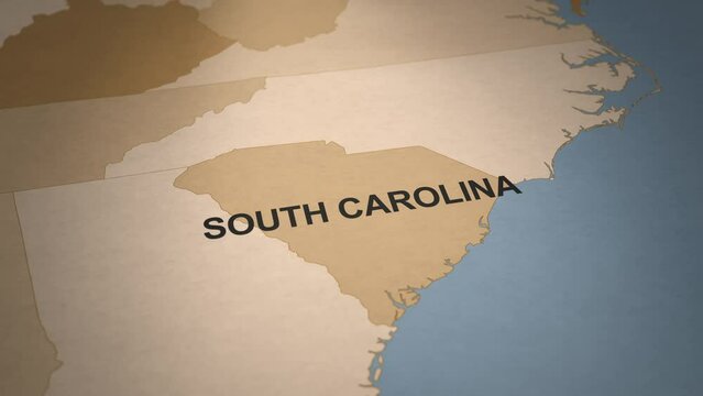Old Paper Map of South Carolina