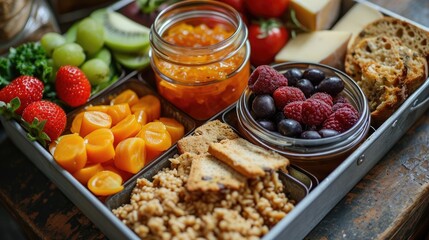 Food box of Healthy meal with fruit and vegetable