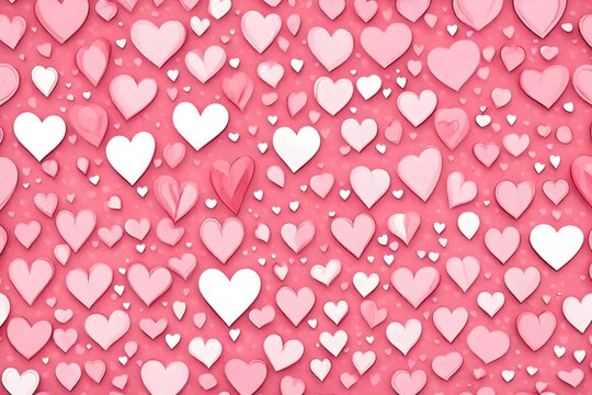 An image showcasing the delightful texture of a cute and romantic pink hearts background print, perfect for expressing love on special occasions.