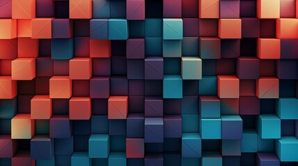 Abstract colorful squares cubes tile pattern background wallpaper for media news and tech project