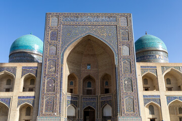 Fototapeta na wymiar Bukhara, Uzbekistan - 12/28/2023: Miri Arab Madrasah