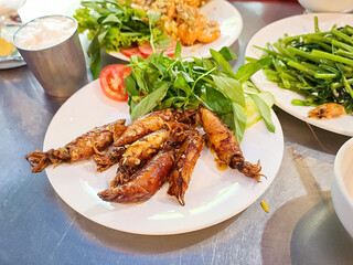 Grilled shrimp on a plate