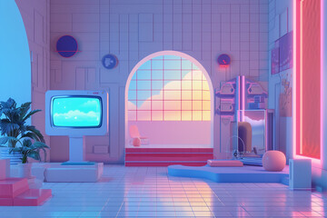 3d game background wallpaper illustration minimalistic style