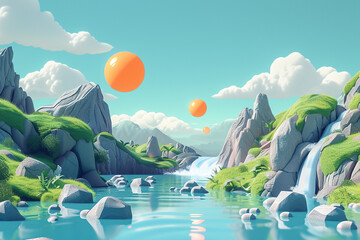 3d game background wallpaper illustration minimalistic style