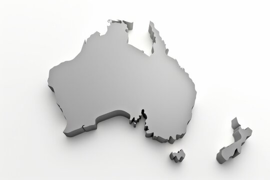 Australia Map with Grayscale Gradient, Creating a Contemporary Design, Featured on a White Surface, Generative AI