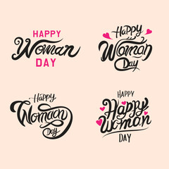 Handwritten  brush lettering of Happy Womanday , Typography design, calligraphy