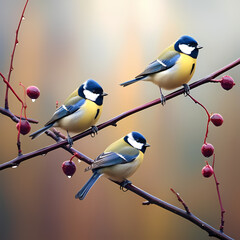 Small birds on twig