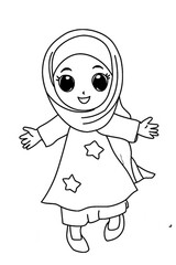 Coloring Page muslim girl