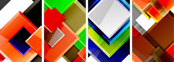 Color glass glossy square composition poster set for wallpaper, business card, cover, poster, banner, brochure, header, website