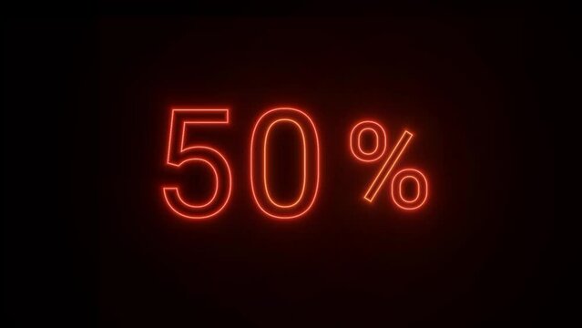 Discount 50% Off Neon Sign On Brick Background HD Animation