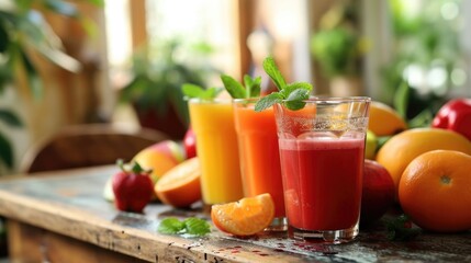 Freshly homemade fruit drink or smoothie, Fruit Juice