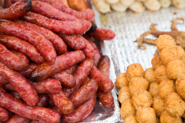 Various street foods in Taiwan, including fast snacks