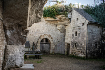 medieval French troglodyte cave,, gothic architecture