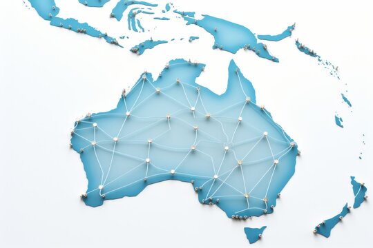 recommend clip art: Australia Map with Transportation Routes Highlighted, Showcased on a Minimalist White Background, Generative AI