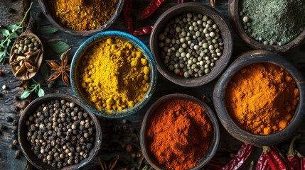 Vibrant and Diverse Array of Culinary Spices for Flavorful Cooking