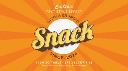 Editable text effect Snack 3d style - obrazy, fototapety, plakaty