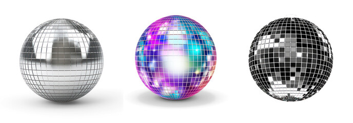 Set of  disco ball  on transparency background PNG